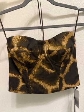 Dolce & Gabbana Black and Gold Leopard Bustier Top